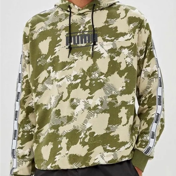 Puma Other - PUMA Olive and Cream Camouflage Hoodie Sweatshirt Camo Pack AOP Taping on Sleeve